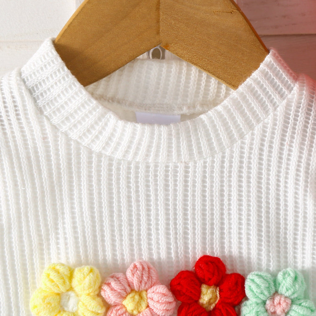 Boutique Girls’ Elegant Floral Pullover Top with Skirt and Beret – 3-Piece Designer Set