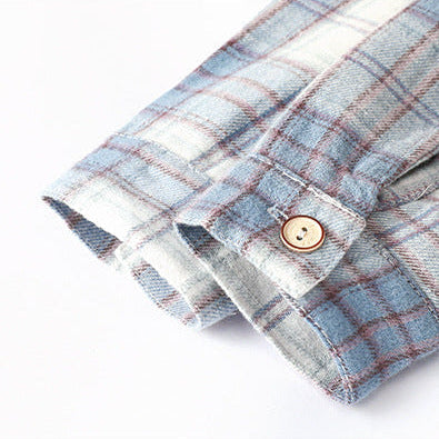 Boys Plaid Button-Up Long Sleeve Shirt Jacket