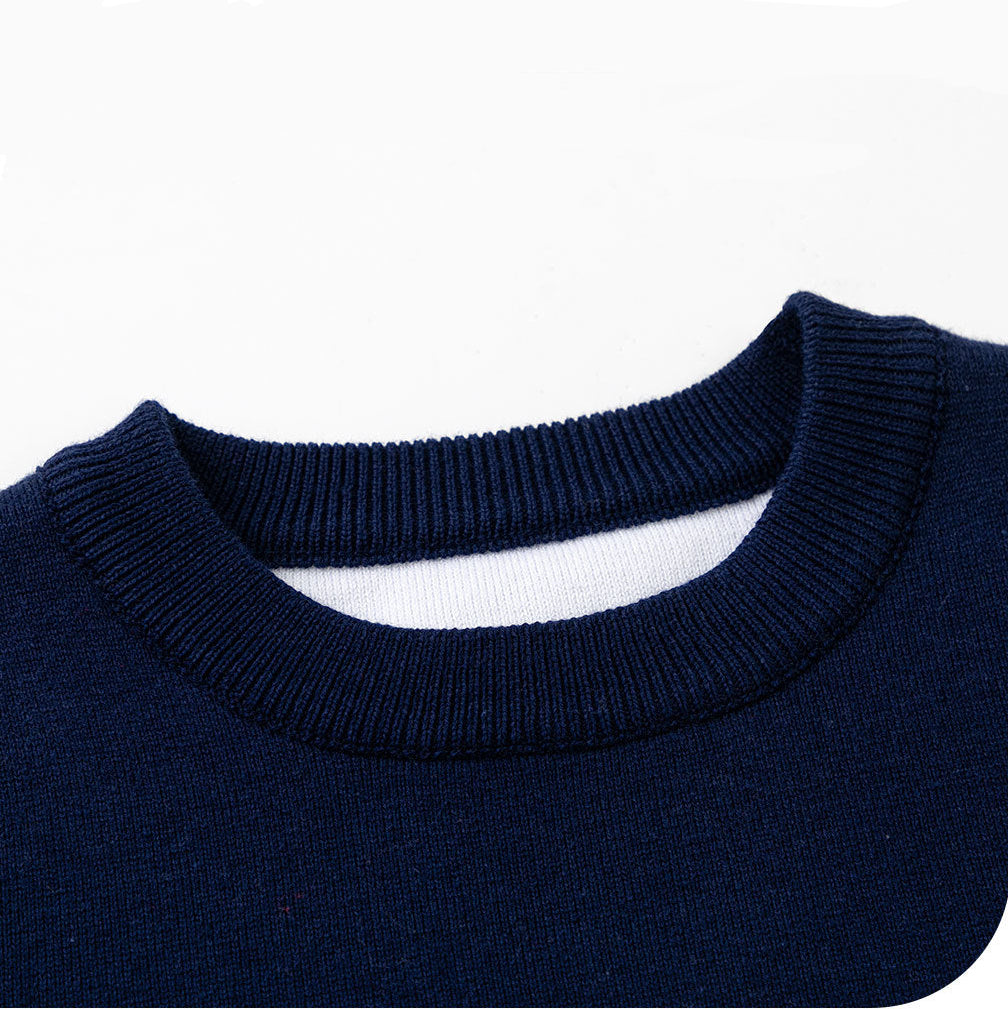 Boys Embroidered Crew Neck Knit Sweater