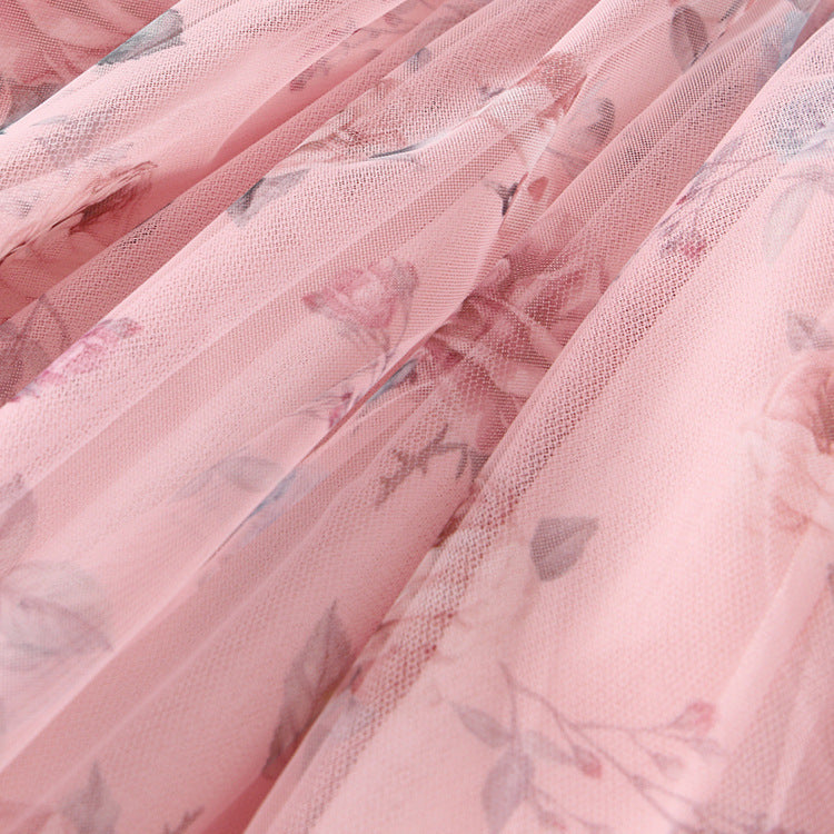 Vestido de princesa lindo de manga larga con cuello redondo para niñas