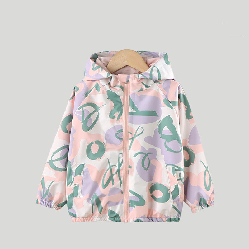 Boys Cartoon Graphic All-Over Print Hooded Jacket