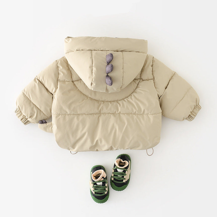 Boys Fleece Lined Thick Warm Hooded Dinosaur Padded Jacket