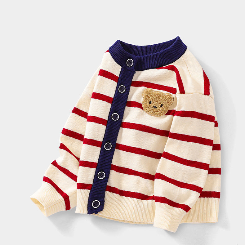 Baby Toddler Striped Cotton Fashion Knit Cardigan