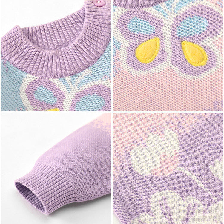 Girls Gradient Color Warm Pullover Sweater