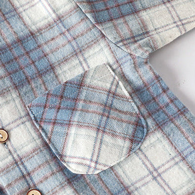 Boys Plaid Button-Up Long Sleeve Shirt Jacket