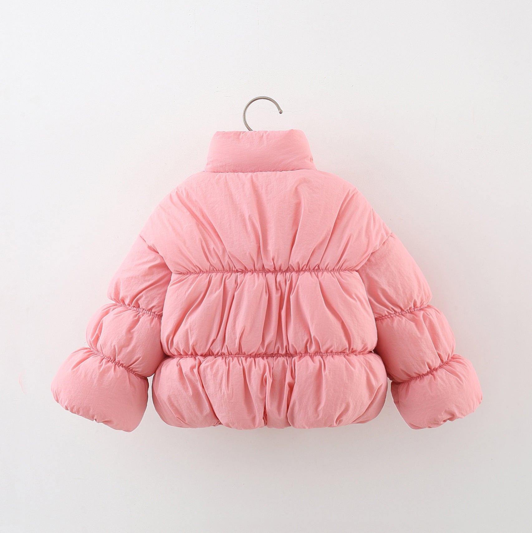Girls Quilted Cotton Jacket with Heart Pom-Pom Fleece Lined Thick Warm Coat