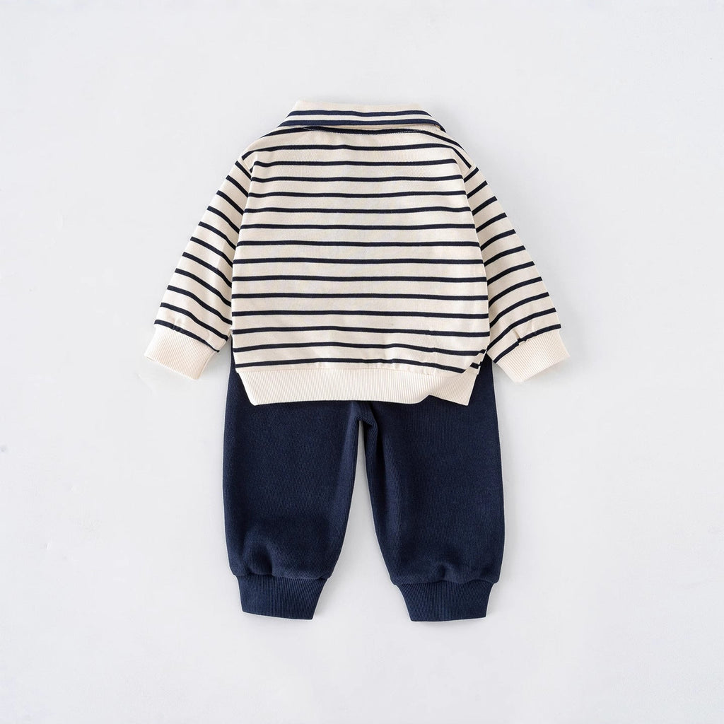 Boys Cartoon Striped Bear Athletic Tracksuit Set