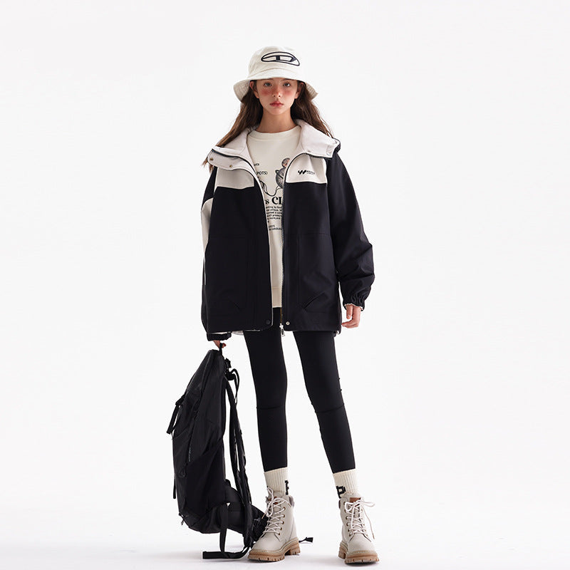 Parent-Child Reversible Hooded Windbreaker Jacket