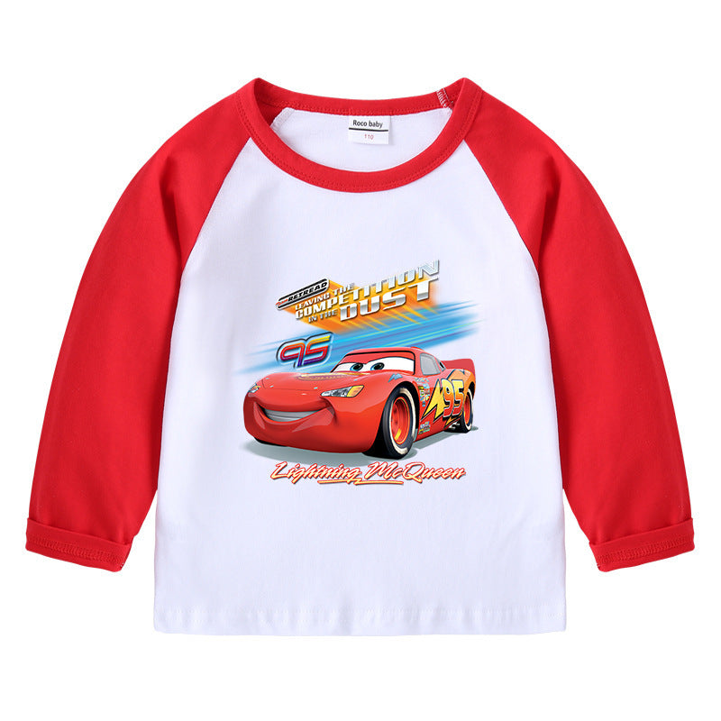 Children's T-Shirt Round Neck Cartoon Long Sleeve Top Base Layer