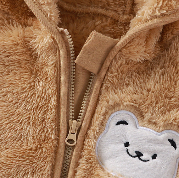 Fleecegefütterte Kapuzen-Loungewear für Kinder Herbst Winter