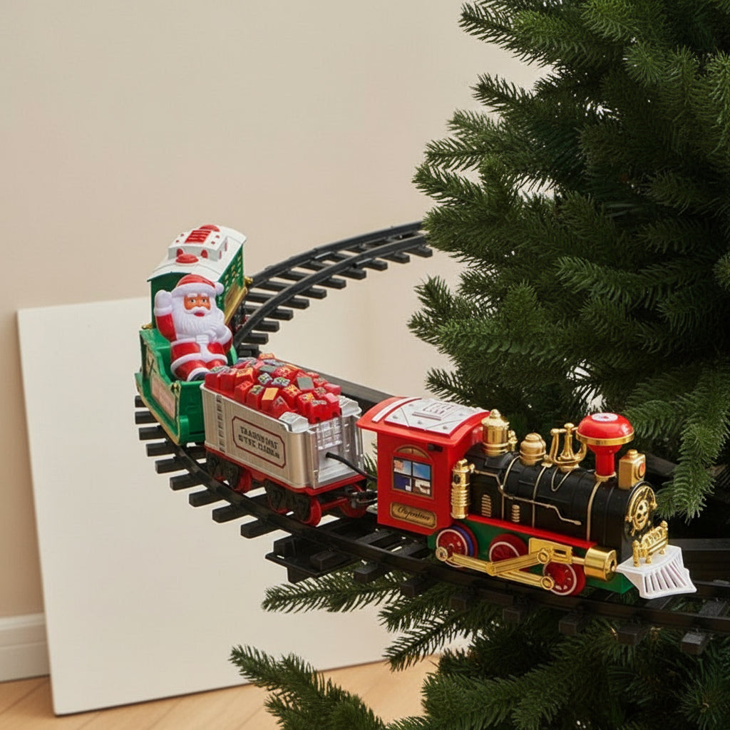 Electric Christmas Tree Train Set with Lights & Sound