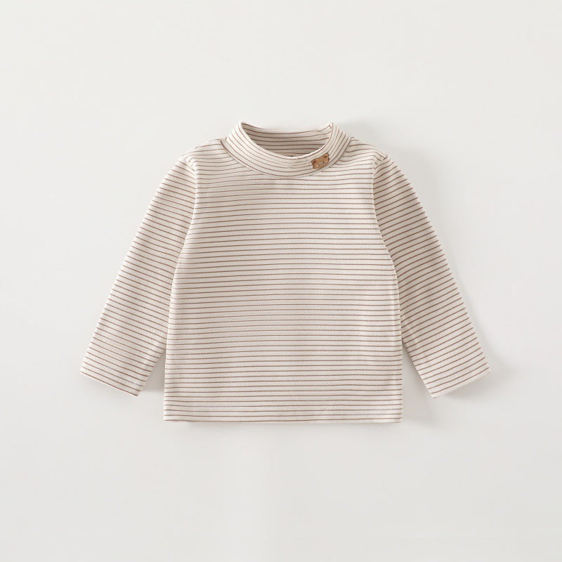 Kids Striped Mock Neck Thermal Long Sleeve T-Shirt