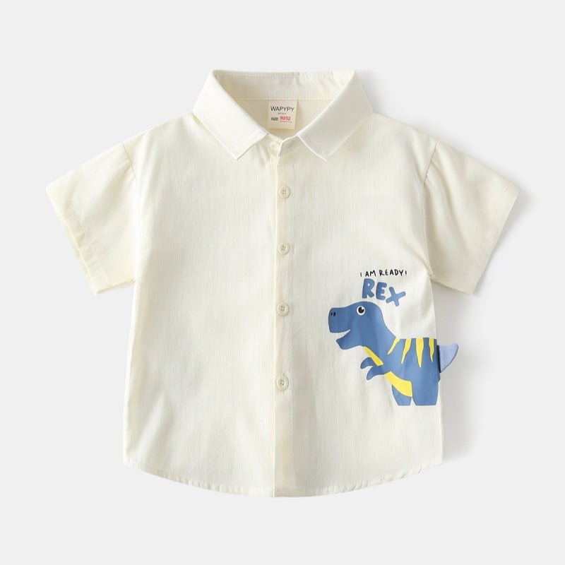 Camisa informal de manga corta con diseño de dinosaurio para niño