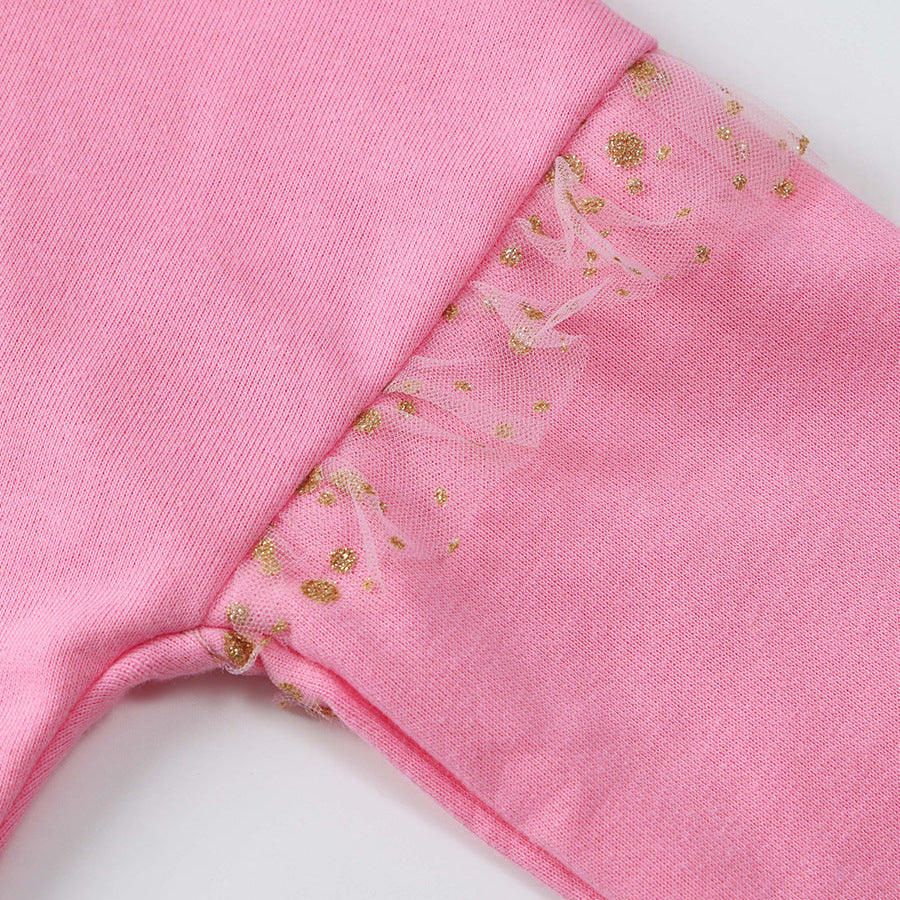 Girls’ Cute Embroidered Cotton Pullover Sweatshirt