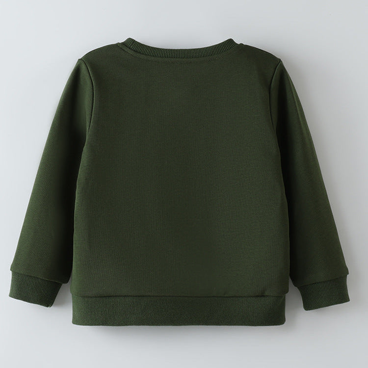 Boys Casual Dinosaur Embroidered Long Sleeve Sweatshirt