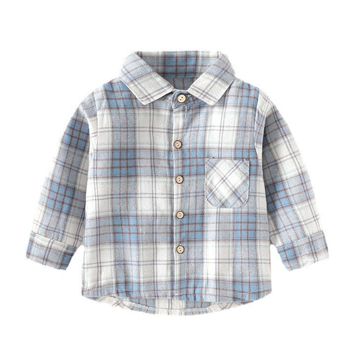 Boys Plaid Button-Up Long Sleeve Shirt Jacket