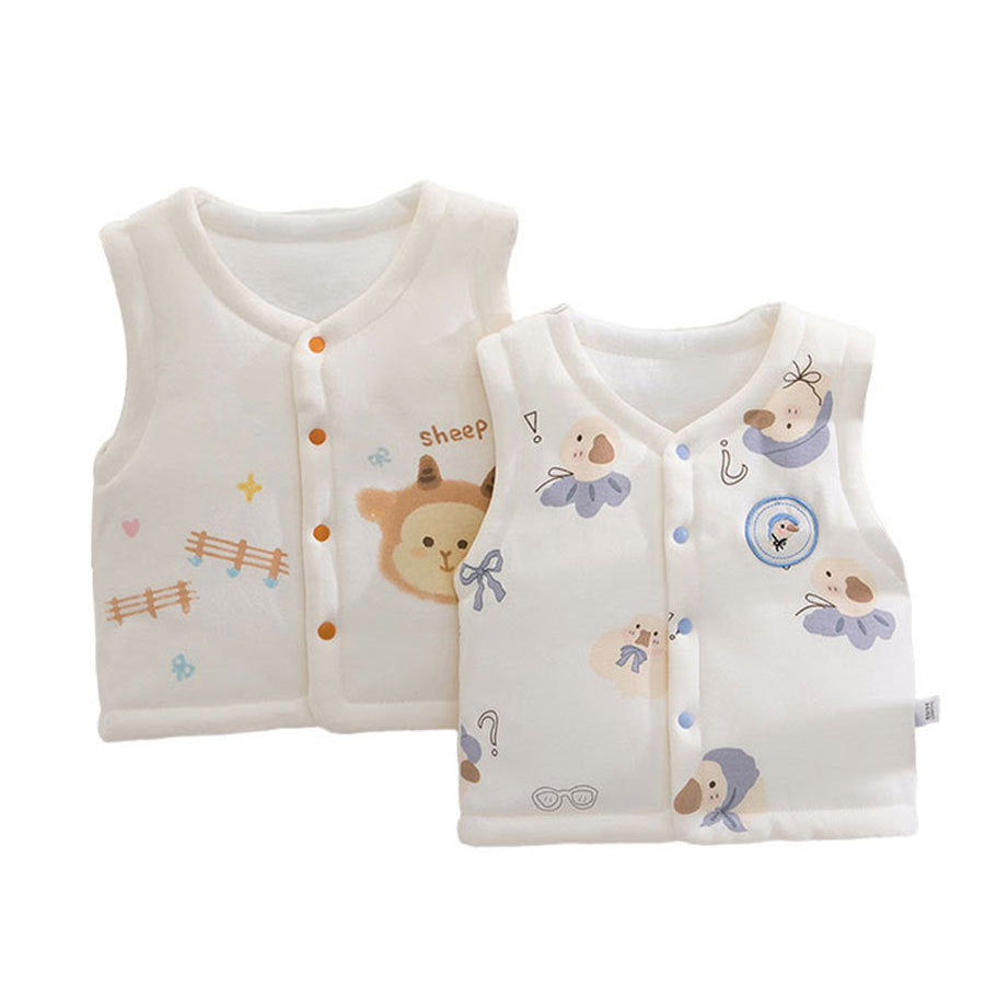 Baby-Freizeitweste, dick und warm, mit Cartoon-Motiven