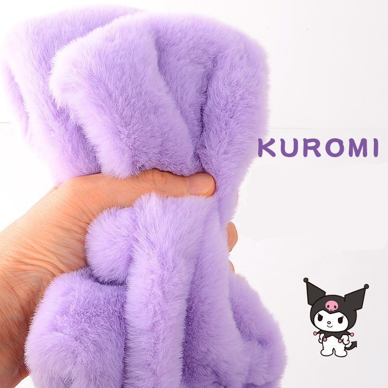 Bonita bufanda cálida y resistente al viento Kuromi para niñas