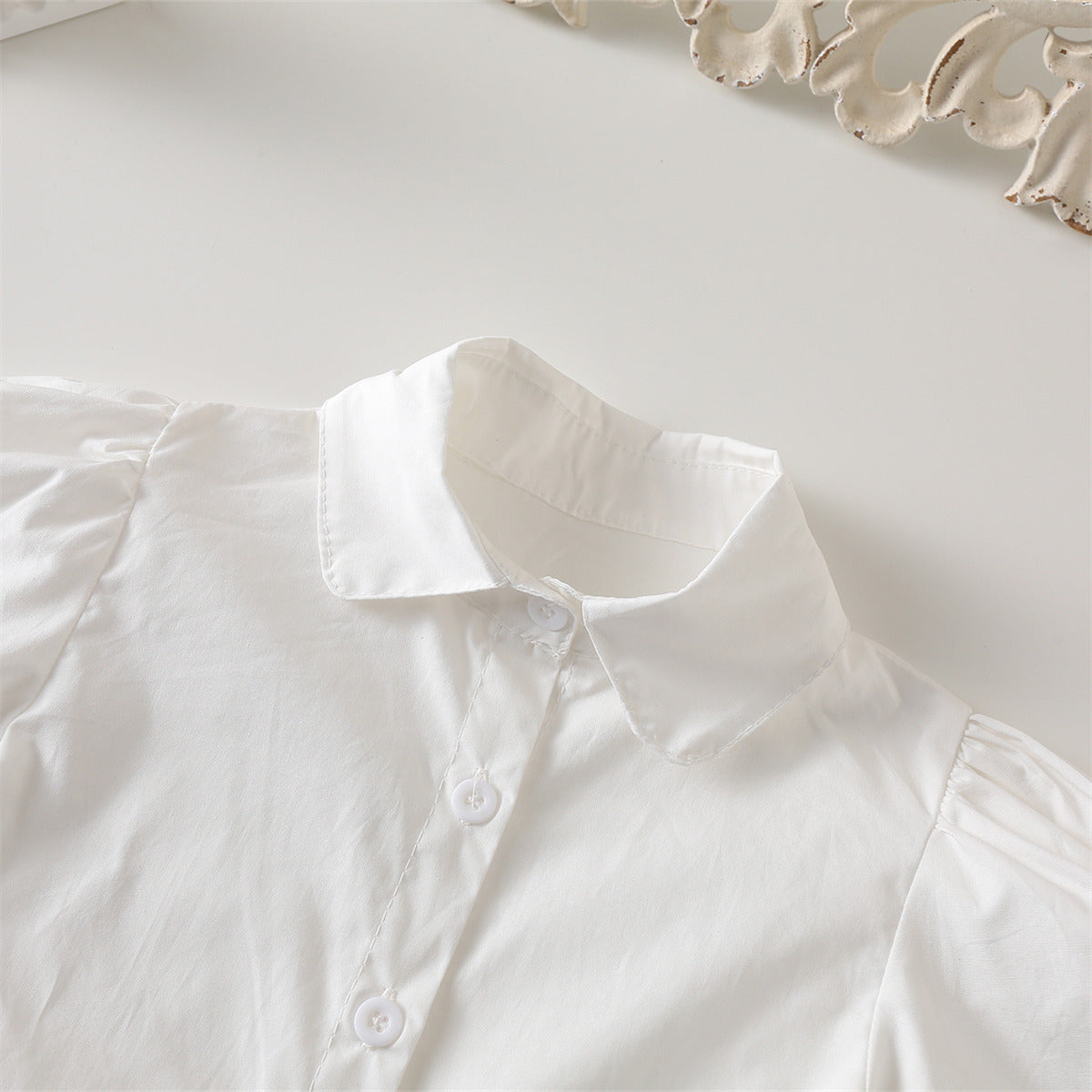 Girls Black & White Contrast Collar Shirt and Pinafore Dress Set