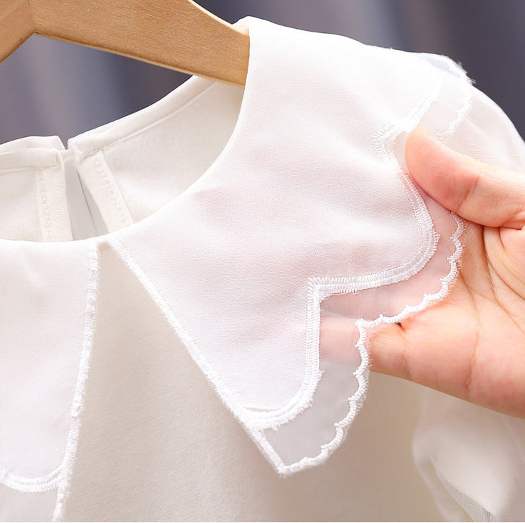 Girls’ Sweet Cotton Puff Sleeve Long Sleeve Tee