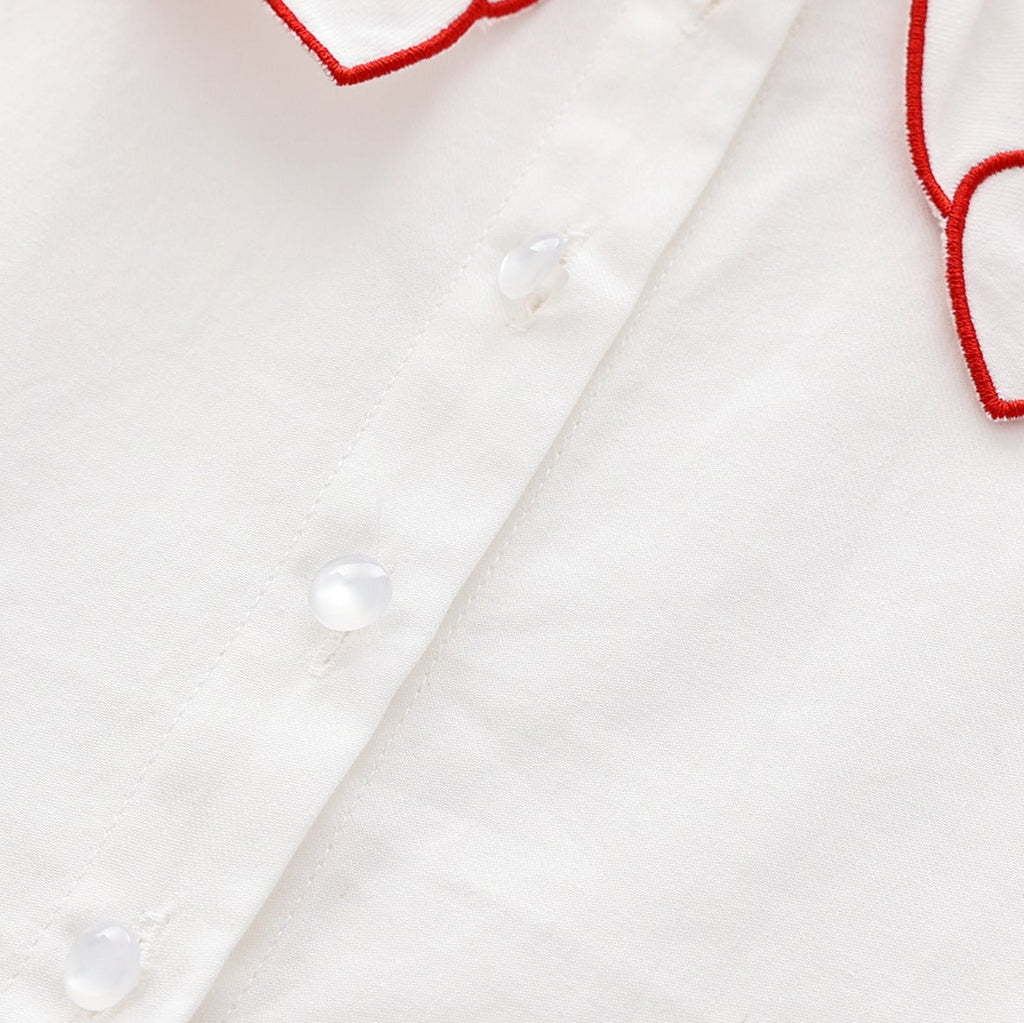 Chemise en coton à manches longues avec col en cœur pour bébé fille