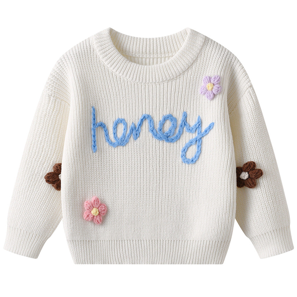 Children's Hand Embroidered HONEY Base Layer Knit Sweater