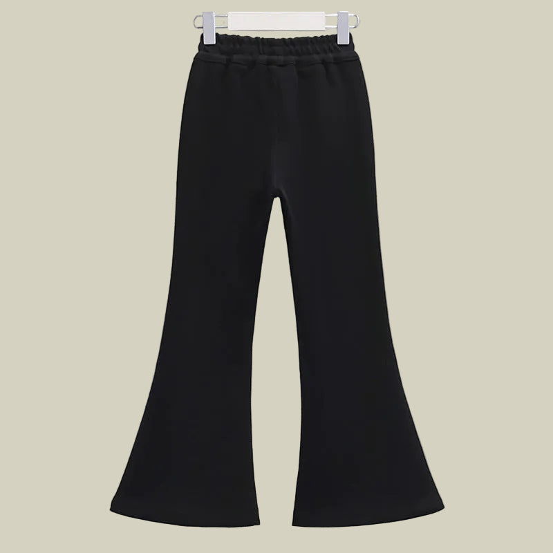 Conjunto Niña de Blusa Vintage Francesa con Cuello Volante y Pantalones Acampanados