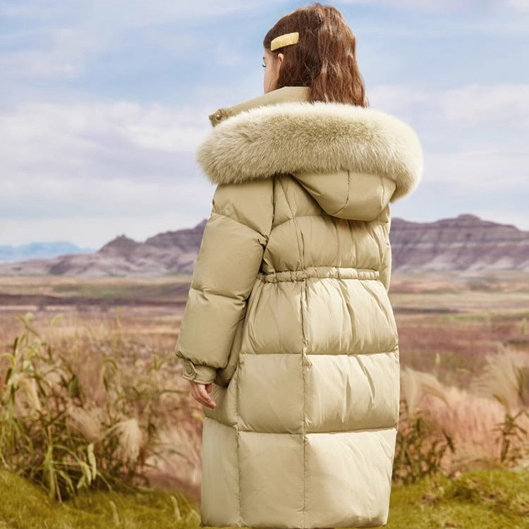 Girls Long Thick Warm Hooded Down Jacket