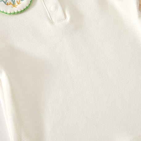 Blusa de Manga Larga con Cuello Peter Pan y Bordado Floral para Niñas