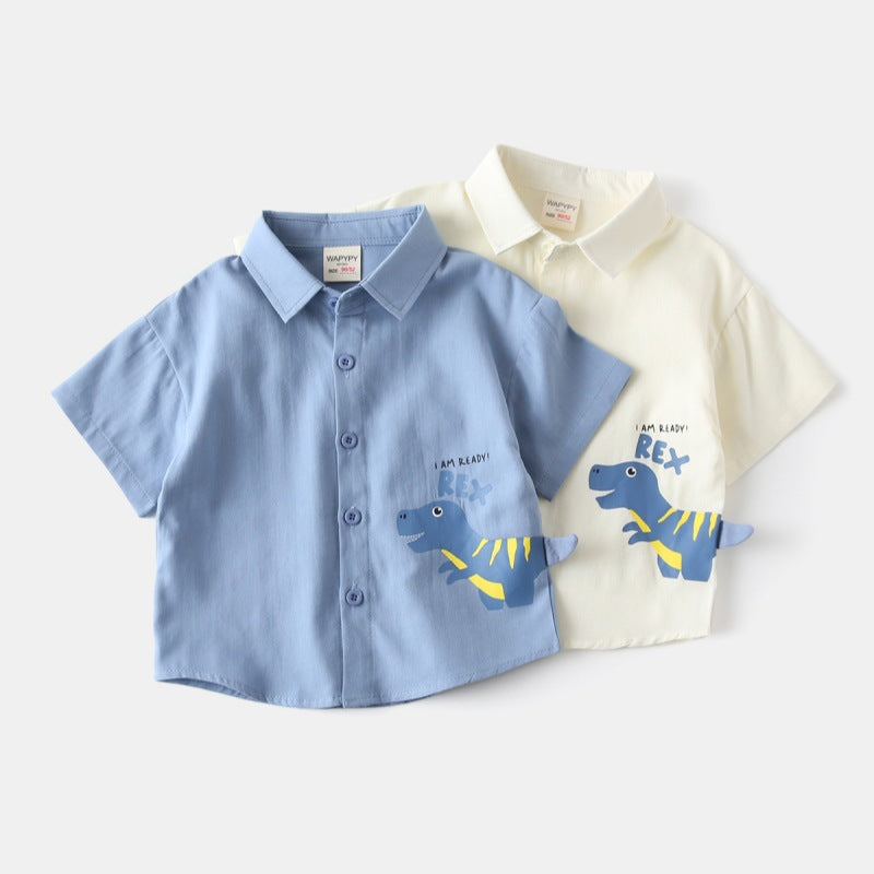 Camisa informal de manga corta con diseño de dinosaurio para niño