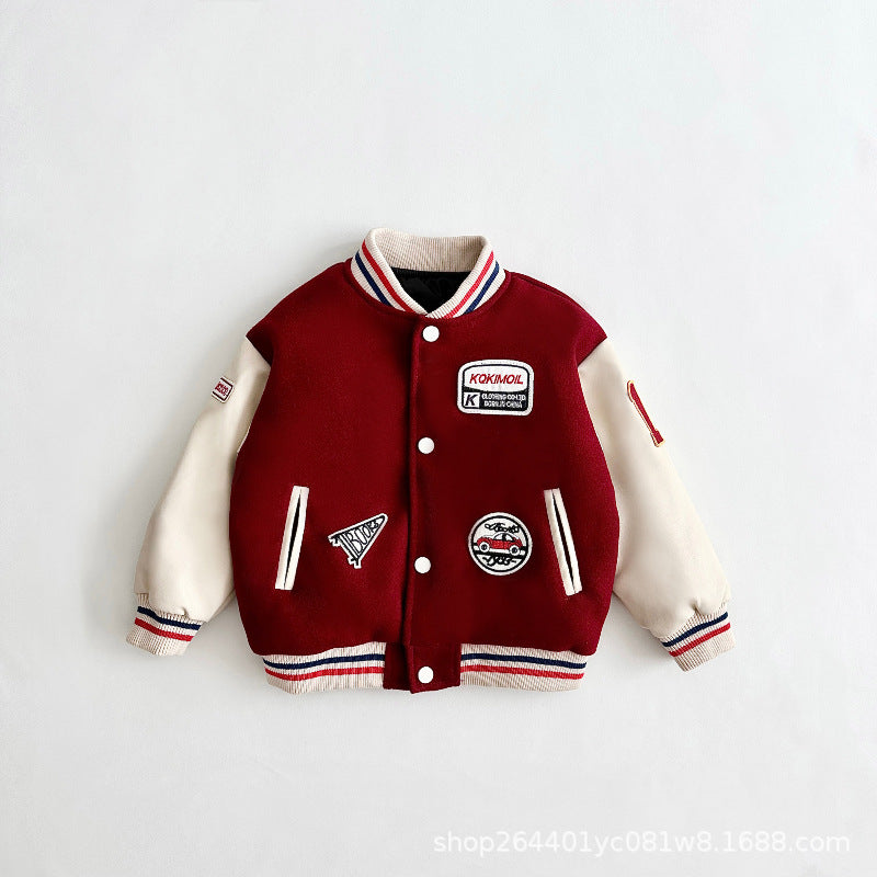 Kids Baseball Jacket Padded Coat Trendy Cotton Outerwear Winter Jacket