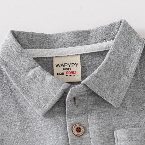 Boys Layered Look Polo Collar Long Sleeve T-Shirt