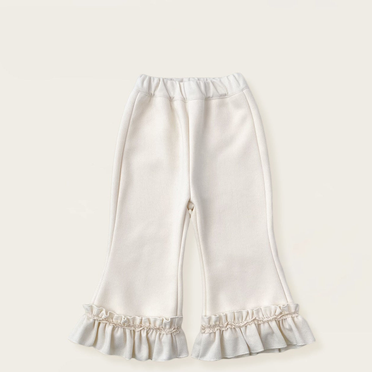 Mädchen Stylische, fleecegefütterte Schlaghose mit dicken Rüschen