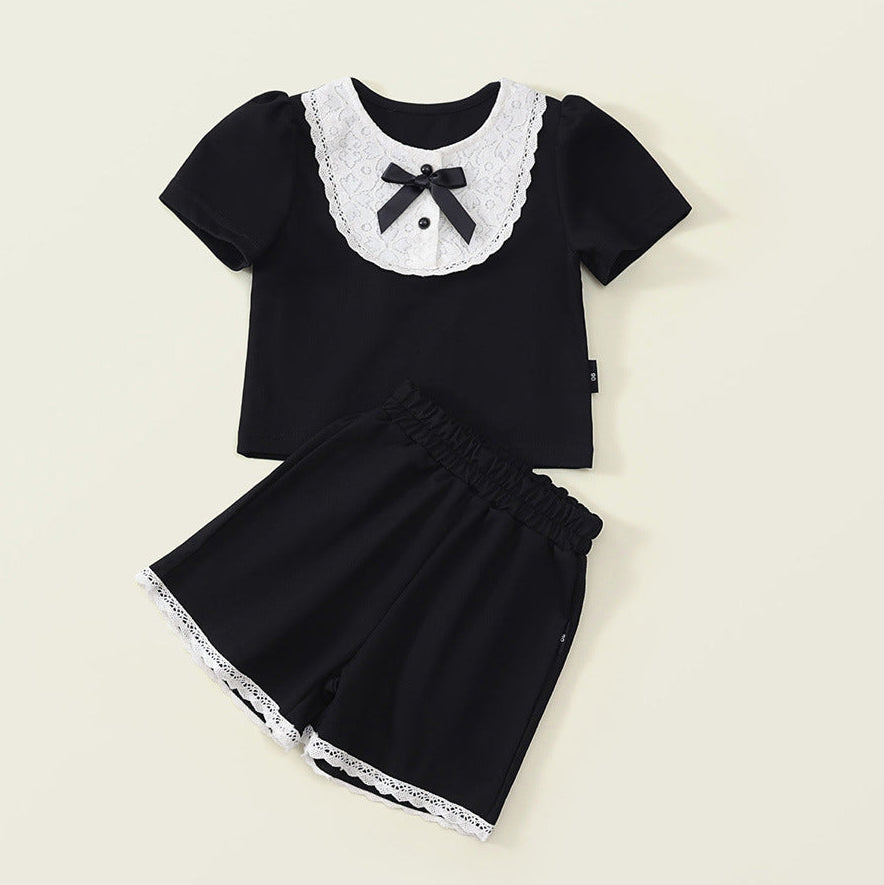 Mädchen Sommer Stilvolles Kurzarm-Outfit-Set