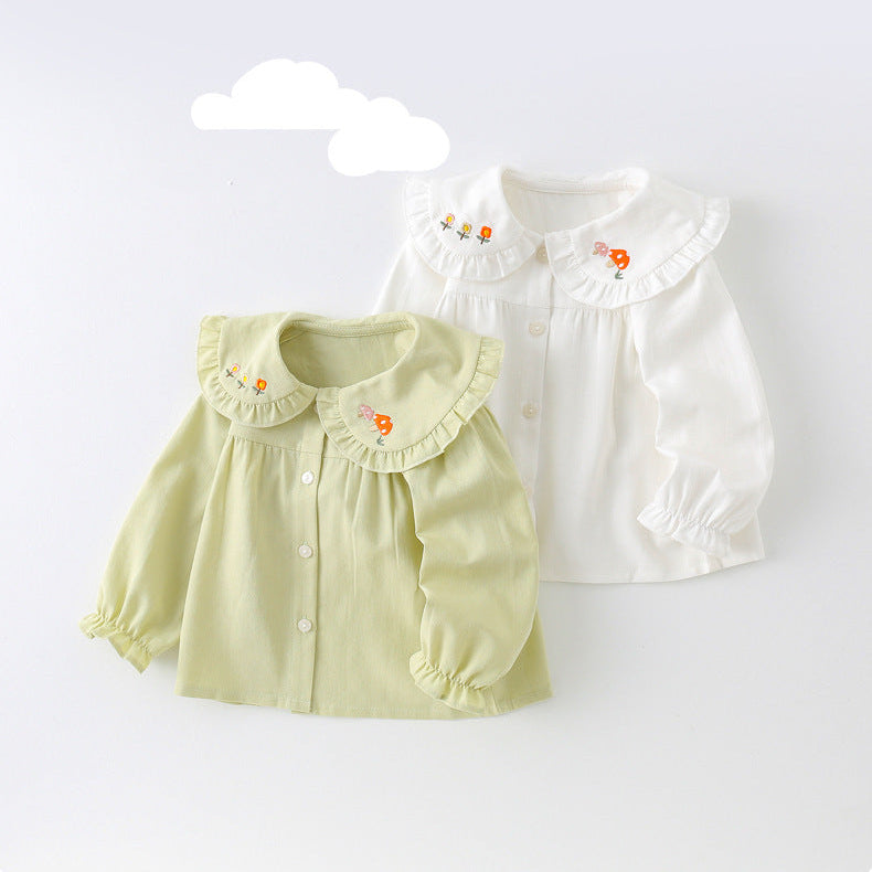 Girls’ Cotton Stylish Basic Long Sleeve Shirt