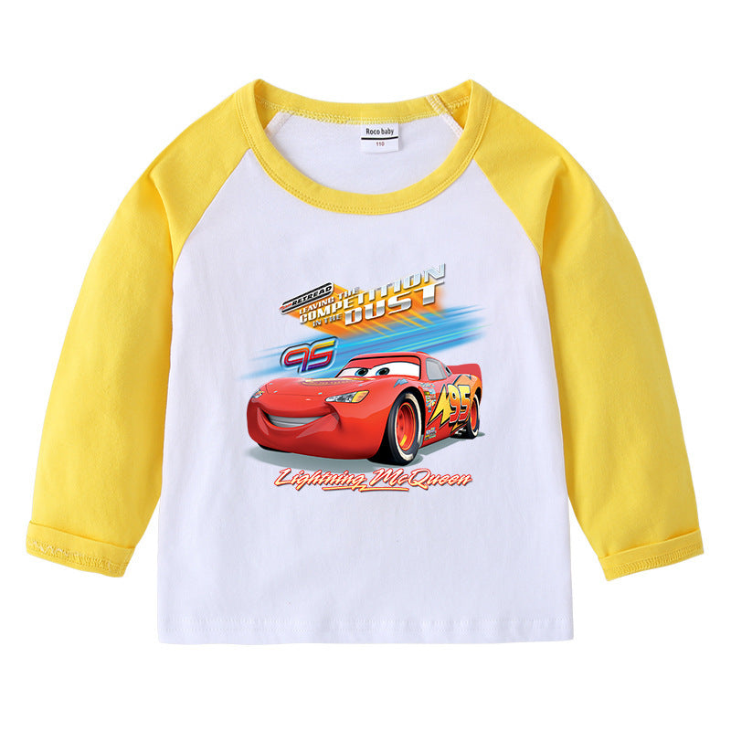 Children's T-Shirt Round Neck Cartoon Long Sleeve Top Base Layer