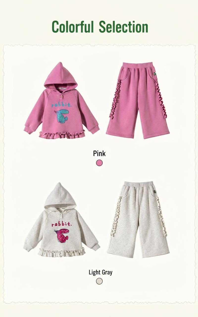 Mädchen-Sweatshirt-Set mit Kapuze und Spitzenbesatz