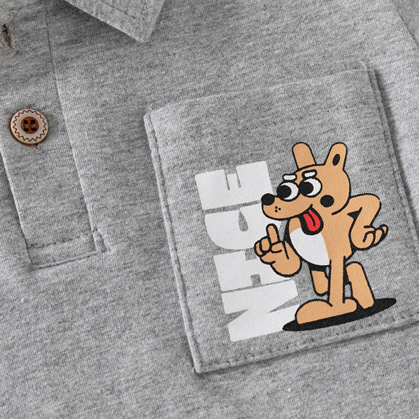 T-shirt Garçon Manches Longues Col Polo Effet Superposé