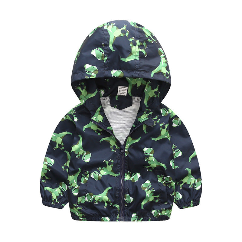 Toddler Boys Dinosaur Zipper Cardigan Jacket Kids Outerwear Coat