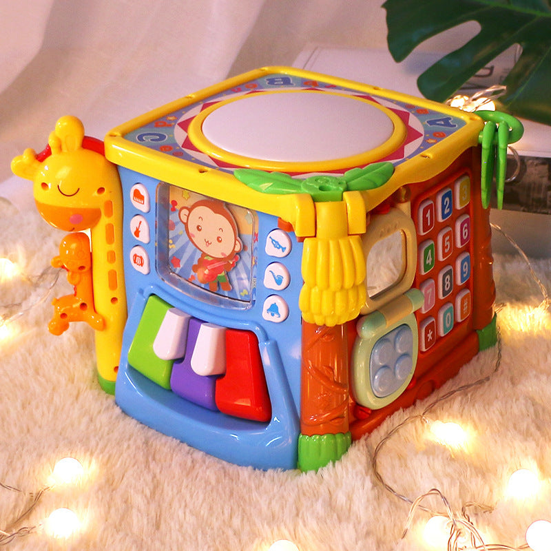 Cubo de tambor de mano bilingüe de seis lados para bebé