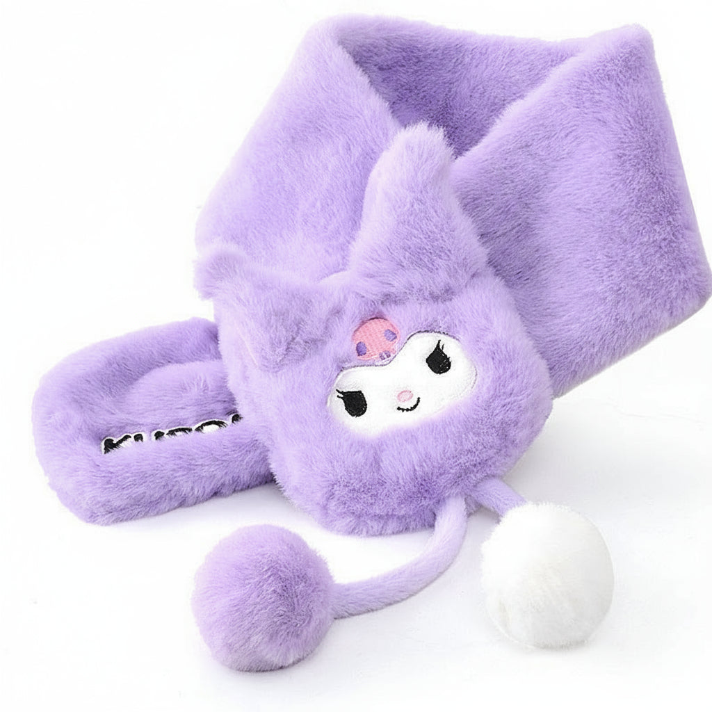 Girls Cute Kuromi Windproof Warm Scarf