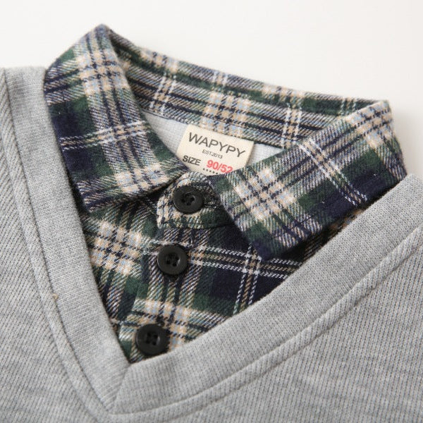 Boys’ Faux Layered Casual Long Sleeve Shirt