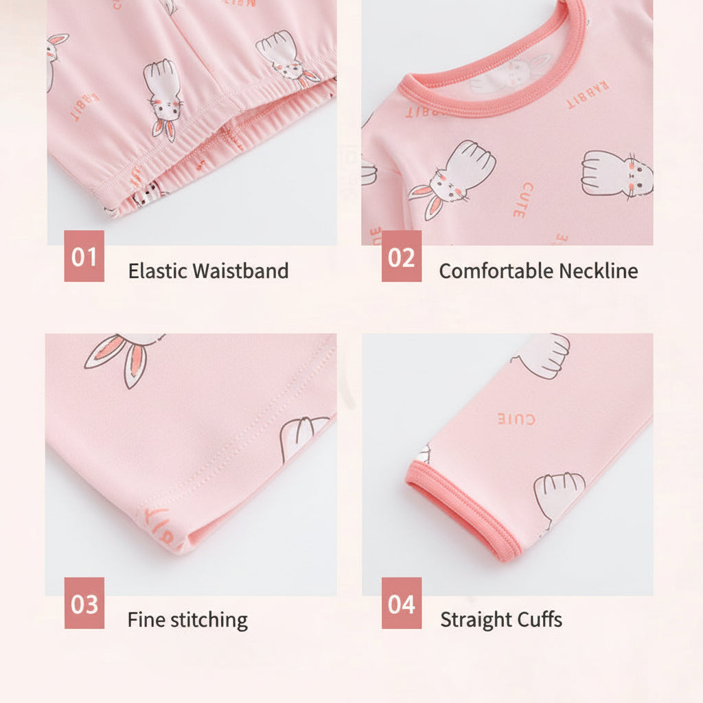 Girls Printed Bunny Casual Sleepwear Set