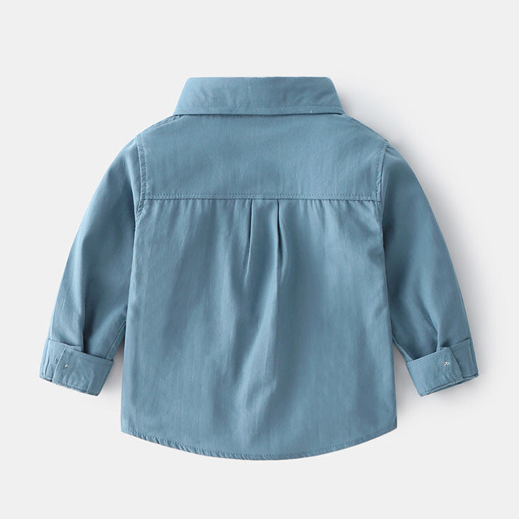 Boys’ Casual Candy Color Long Sleeve Cotton Shirt