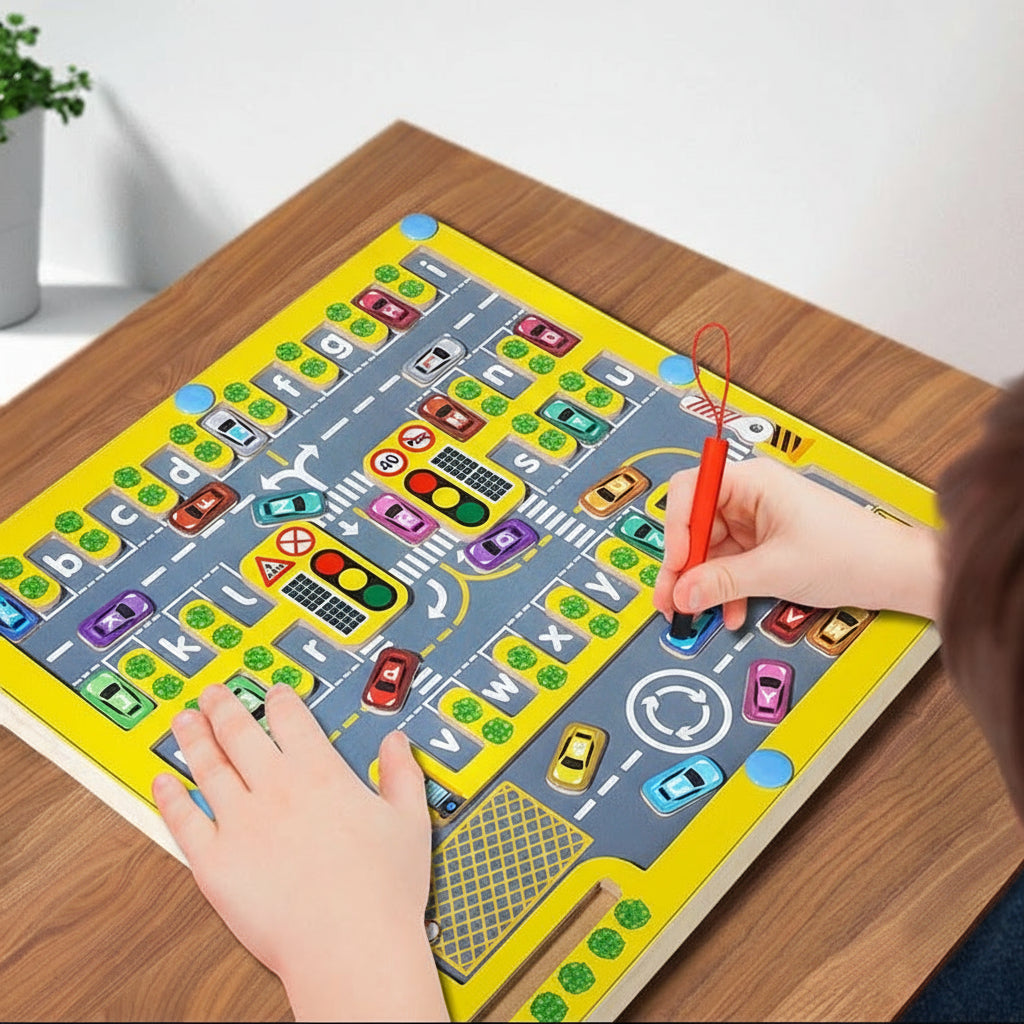 Kids Letter Matching Parking Lot Magnetic Maze