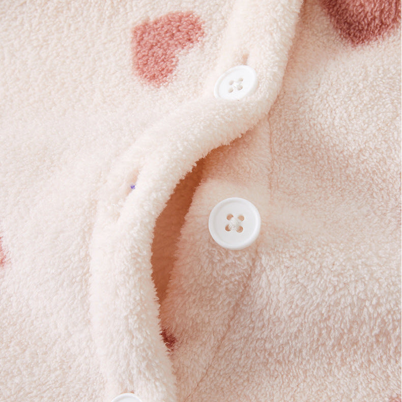 Chaqueta polar de doble cara con ribete de encaje para niñas