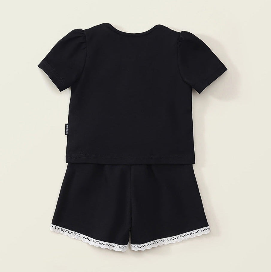 Mädchen Sommer Stilvolles Kurzarm-Outfit-Set