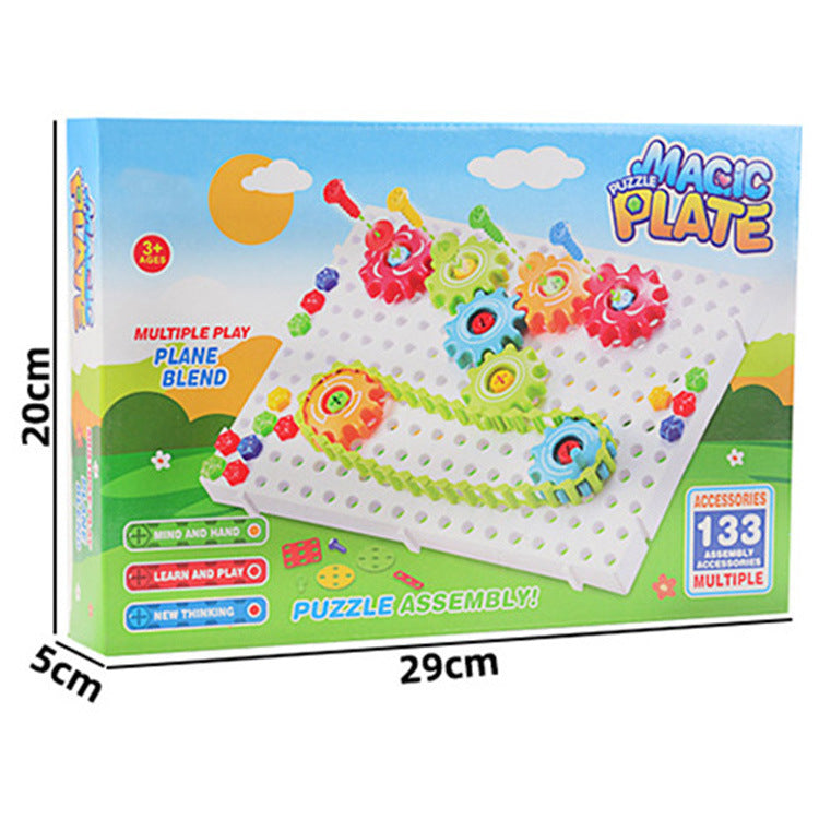 Kids 3D DIY Electric Drill Puzzle Gear Board