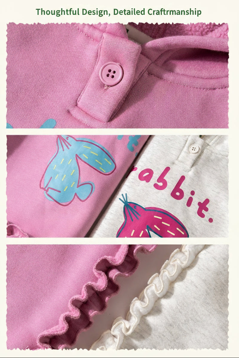 Mädchen-Sweatshirt-Set mit Kapuze und Spitzenbesatz