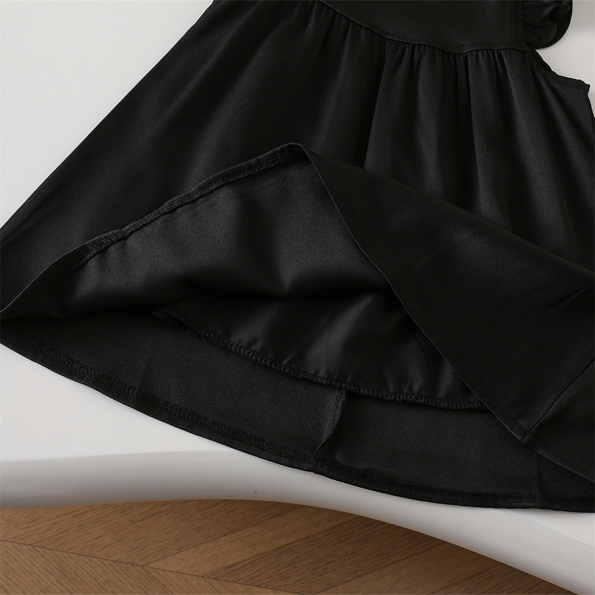 Girls Black & White Contrast Collar Shirt and Pinafore Dress Set